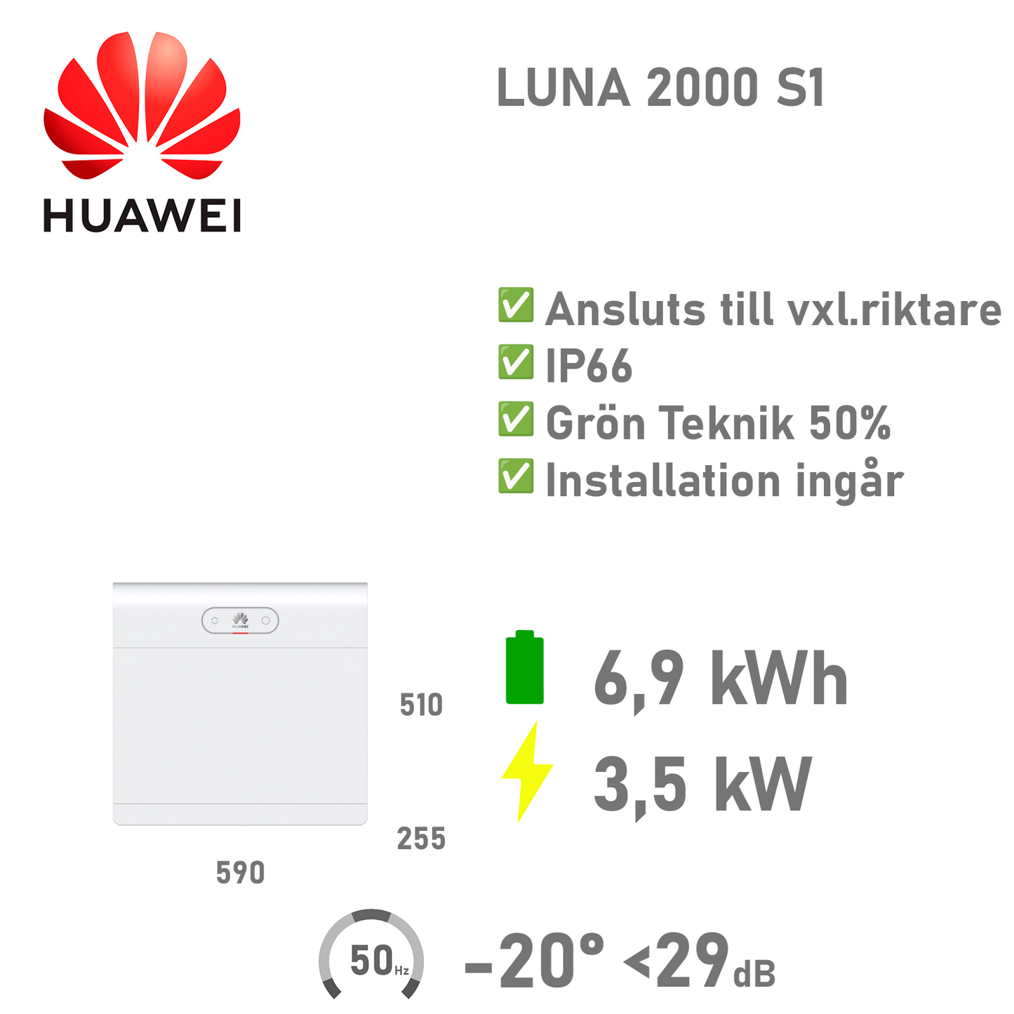 HUAWEI Batteripaket 6,9 kWh/3,5 kW