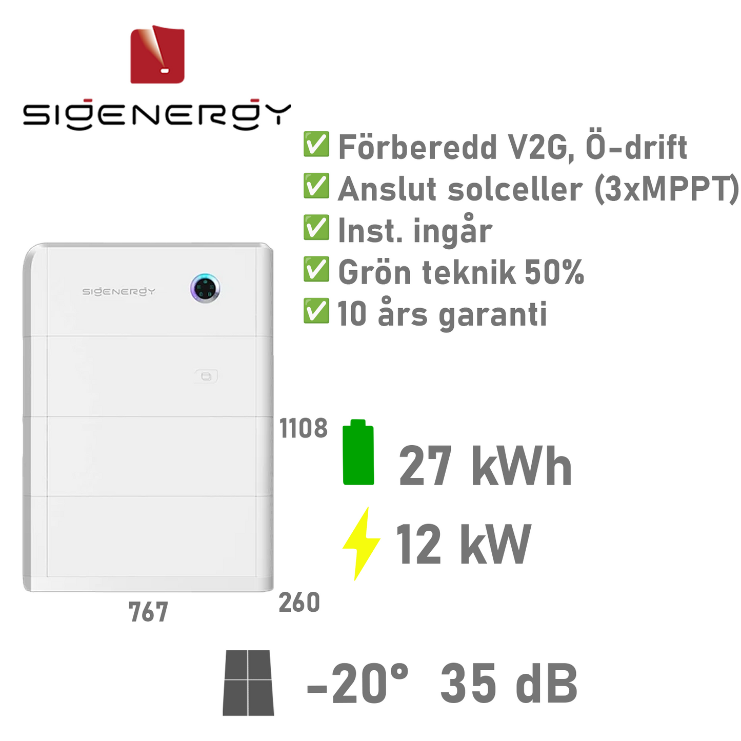 SIGENERGY SigerStor Paket 27 kWh/12 kW (3x9kWh)