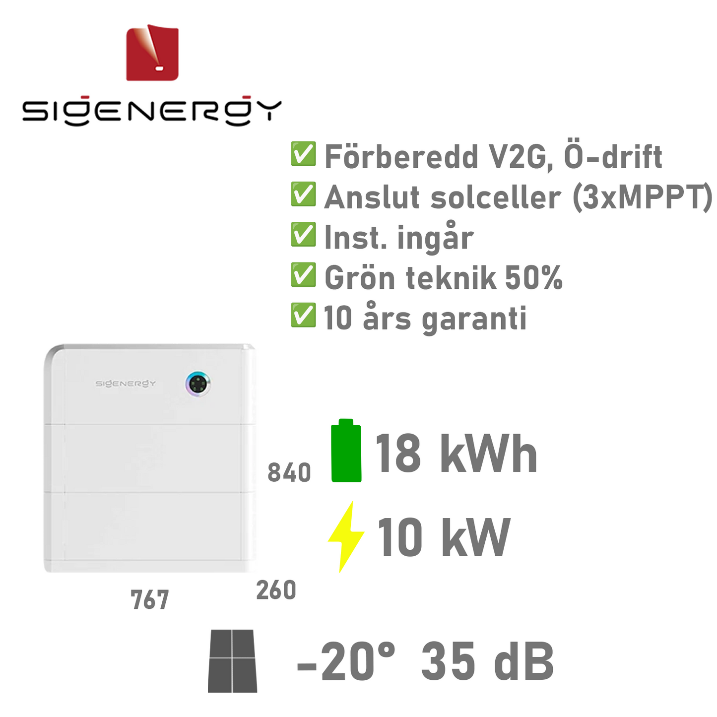 SIGENERGY SigerStor Paket 18 kWh/10 kW (2x9kWh)