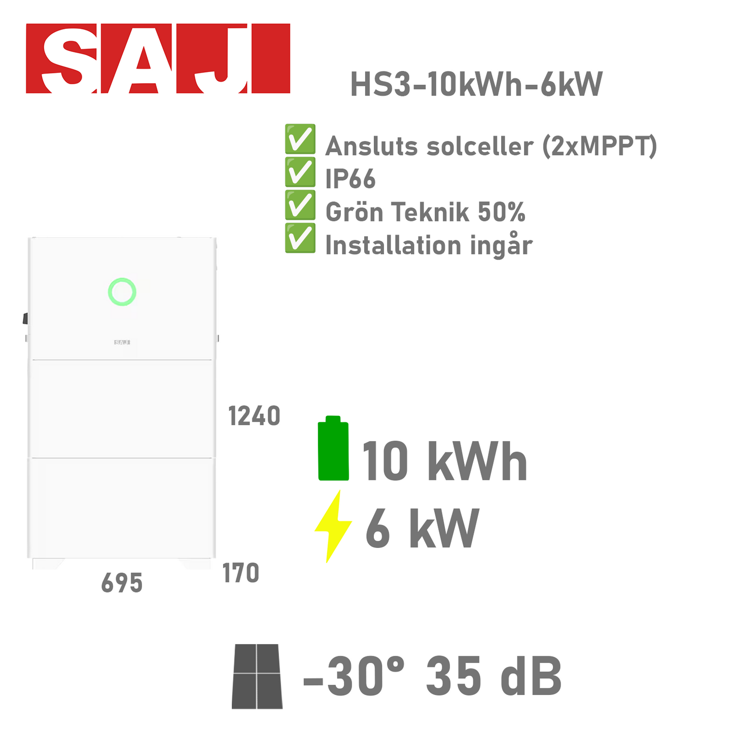 SAJ HS3- Batterimodul 10kWh 6kW