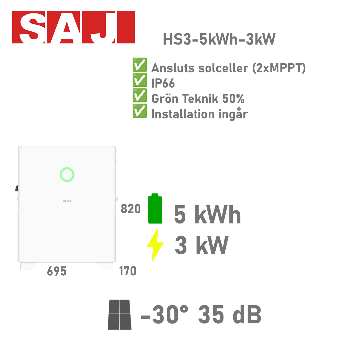SAJ HS3- Batterimodul 5kWh 3kW