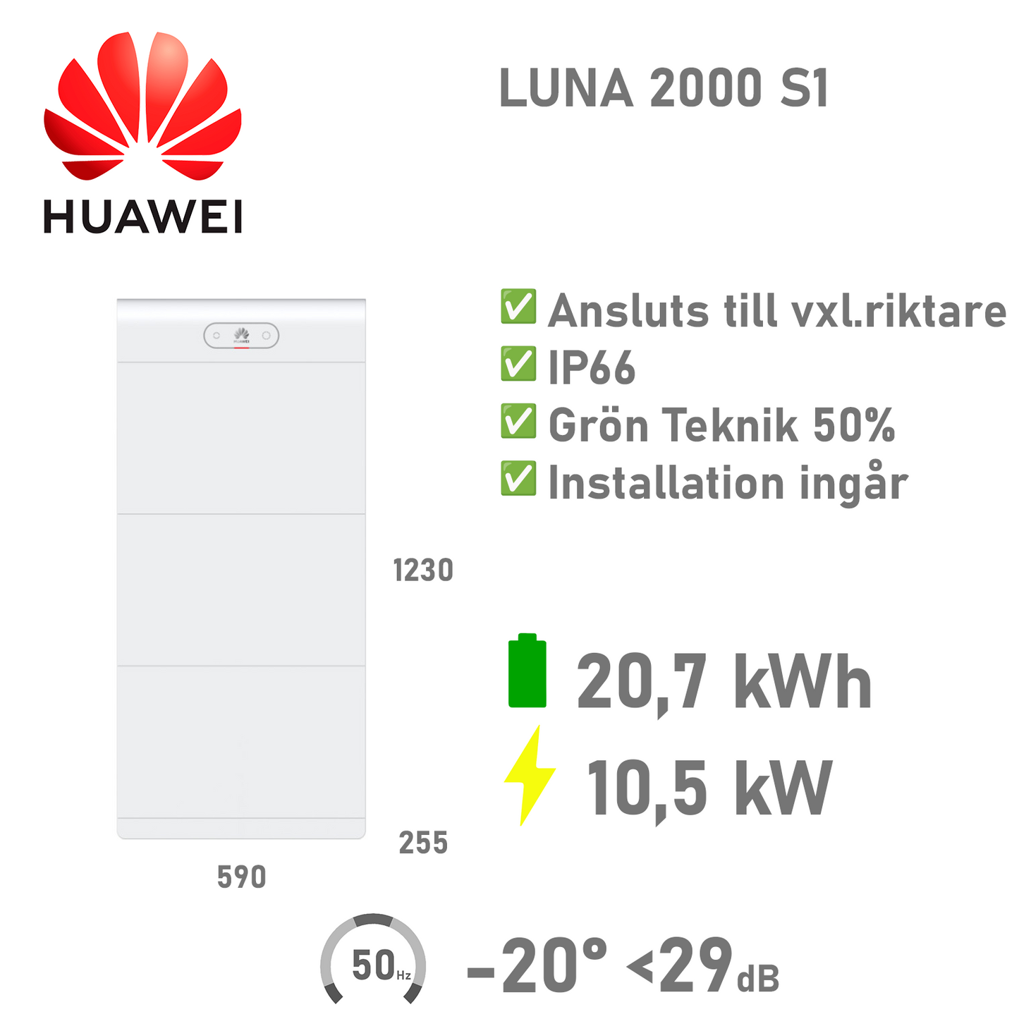HUAWEI Batteripaket 21 kWh/10,5 kW