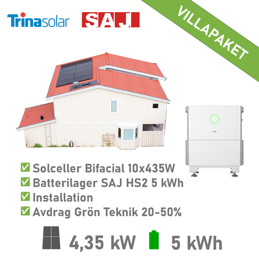 Solcellspaket Trina Solar 10x435 kW med SAJ Batteri 5 kWh