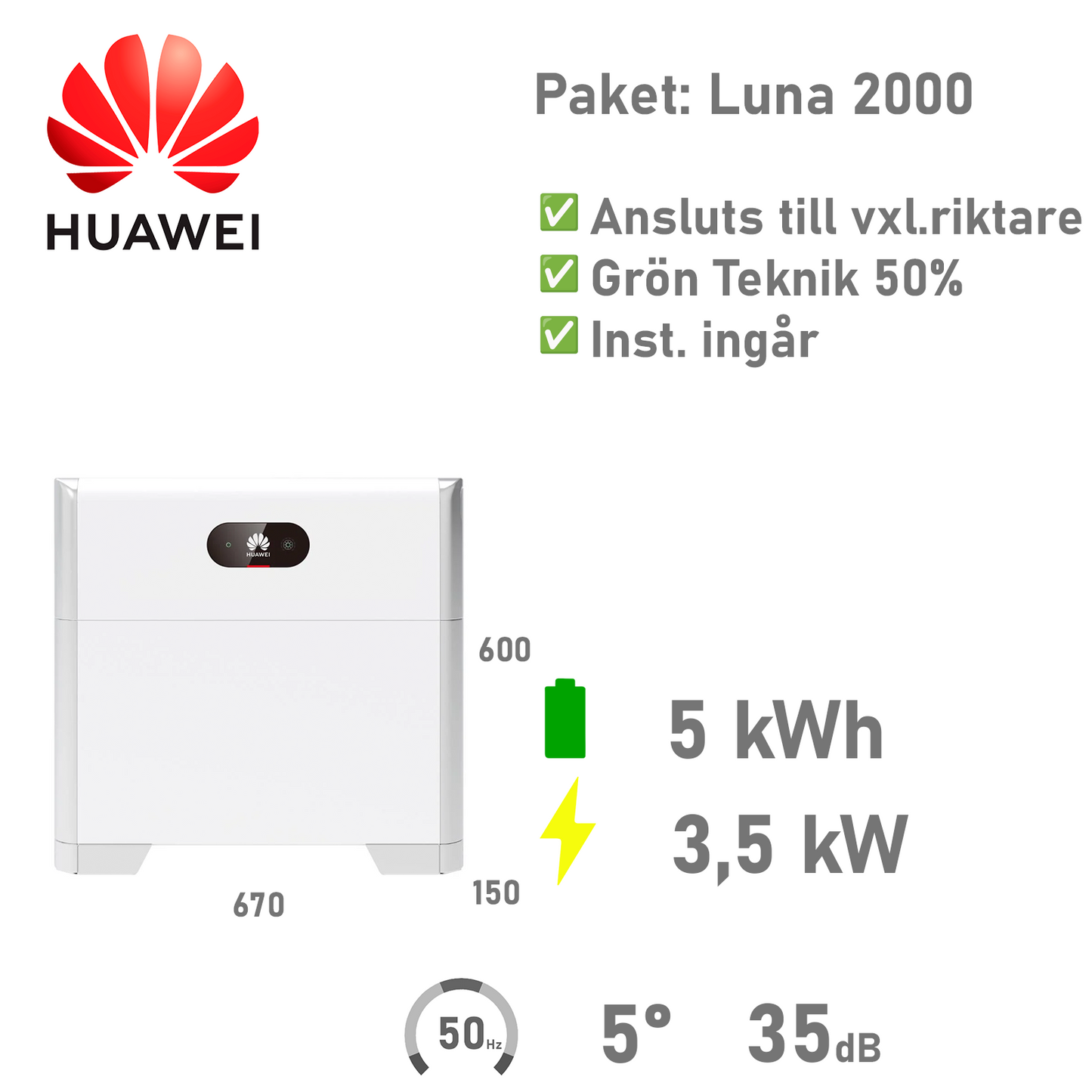 HUAWEI Batteripaket 5 kWh/3,5 kW