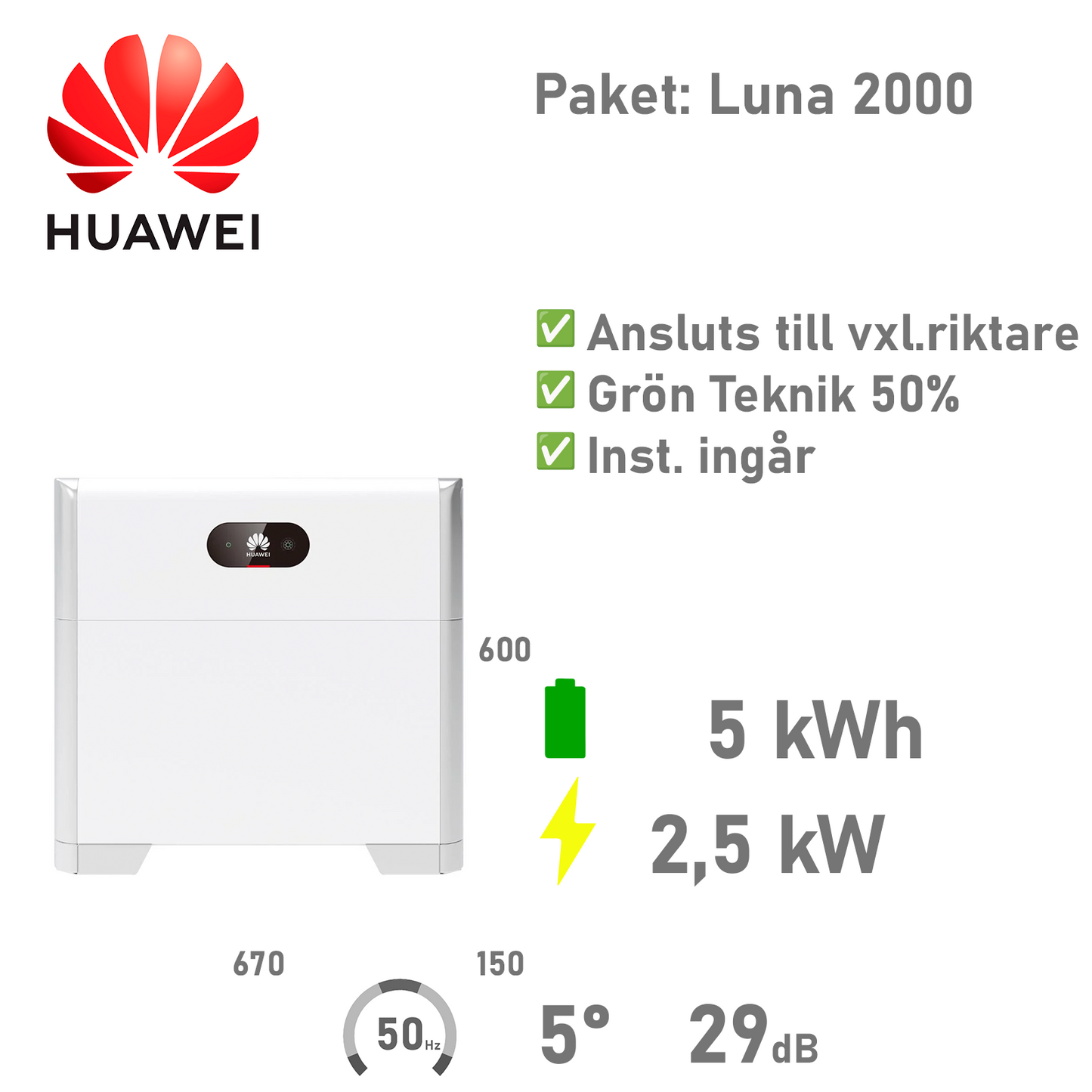 HUAWEI Batteripaket 5 kWh/2,5 kW