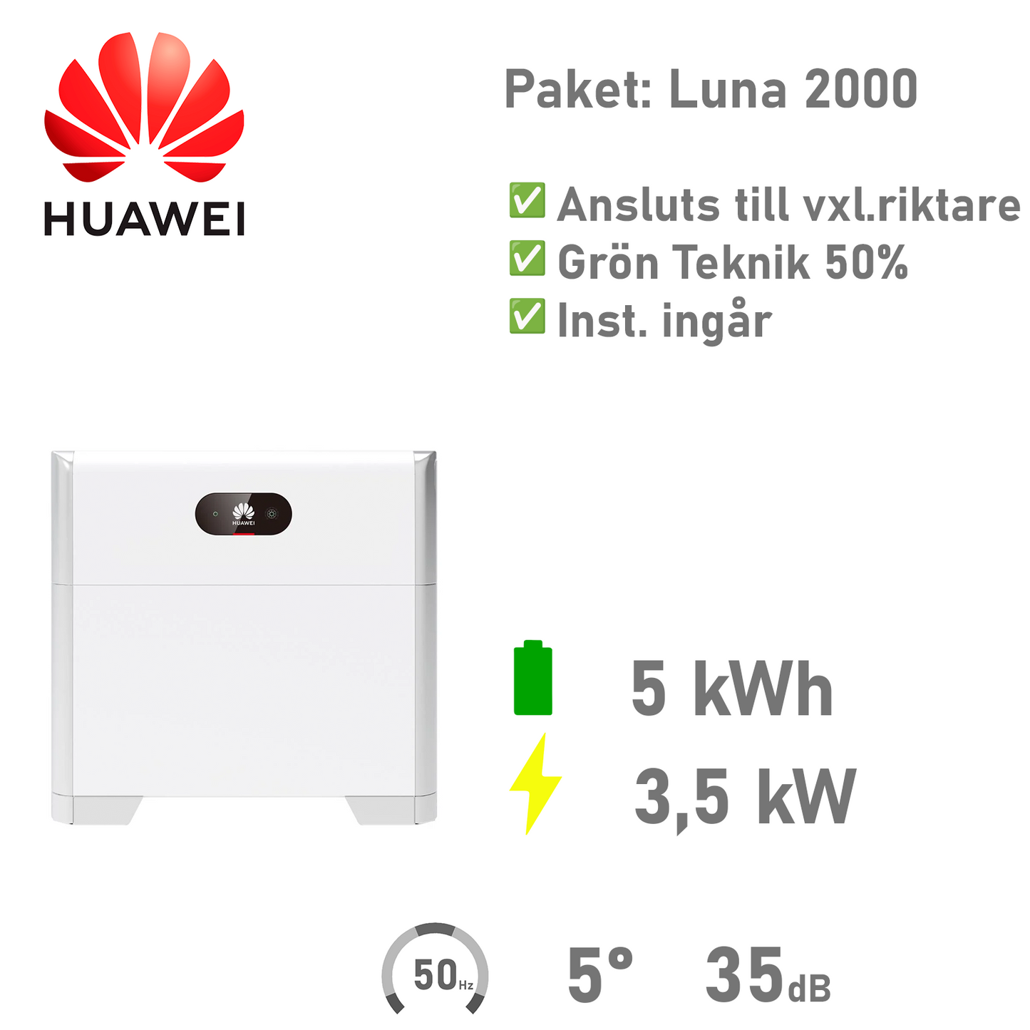 HUAWEI Batteripaket 5 kWh/3,5 kW