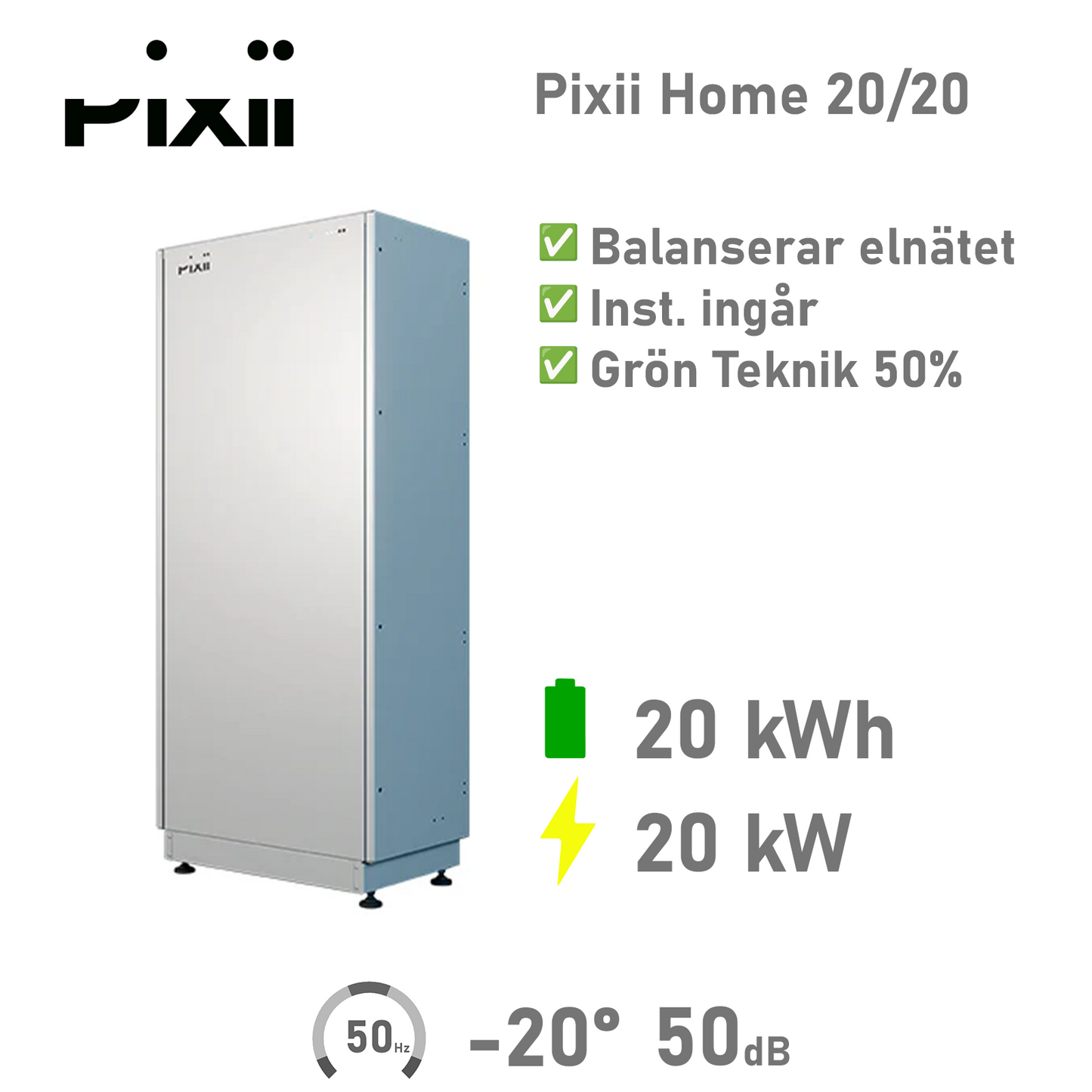 Pixii Home Energilagring 20/20 kWh