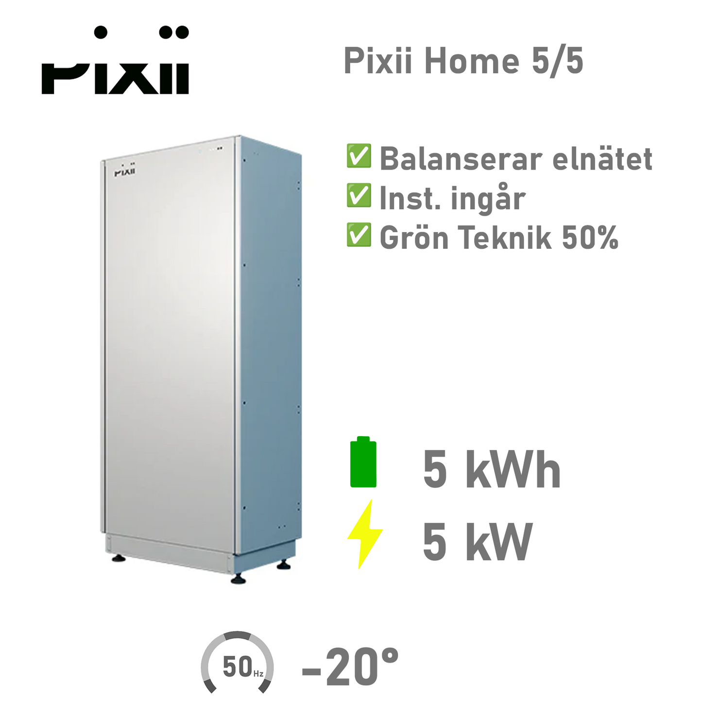 Pixii Home Energilagring 5/5 kWh