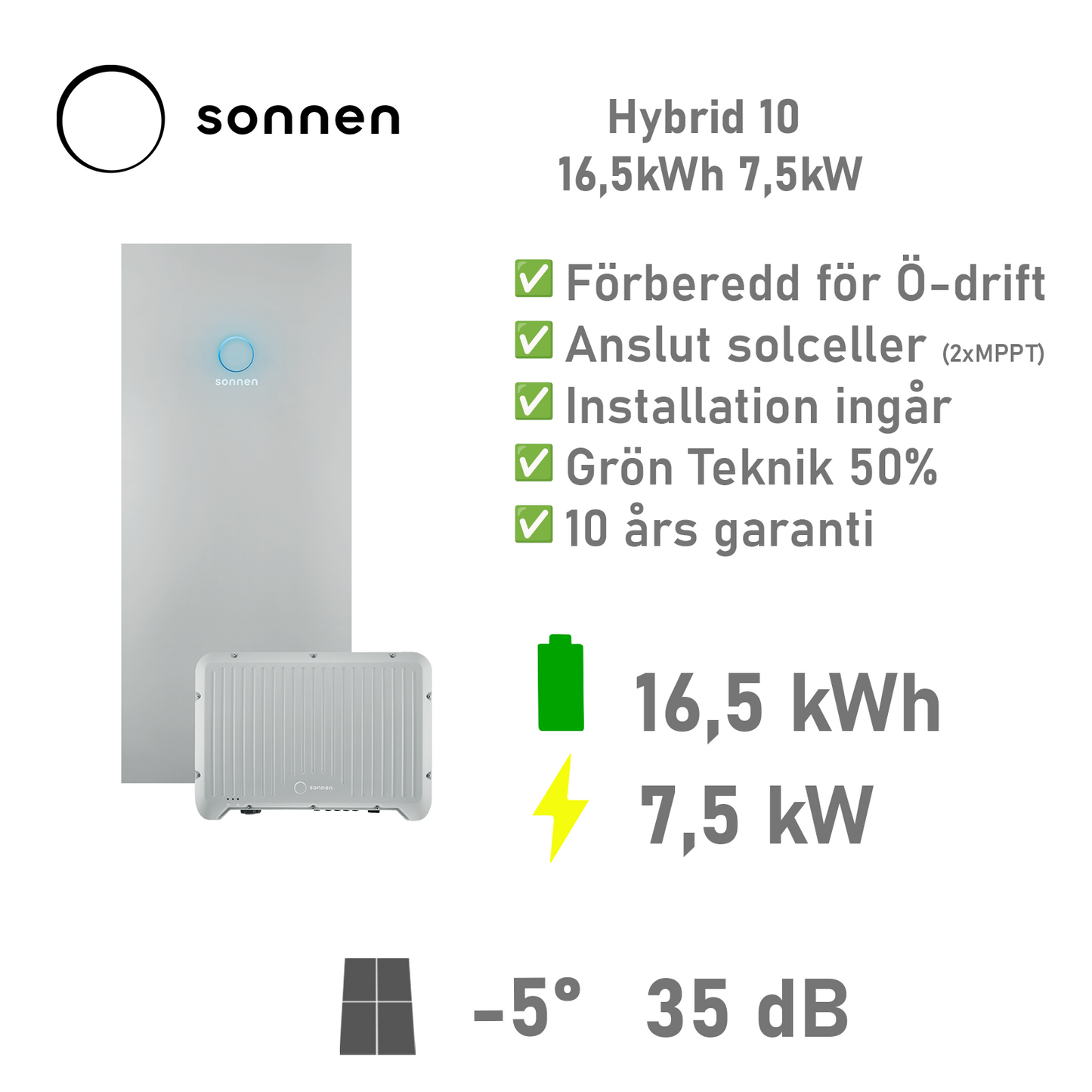 Sonnen batteri Hybrid 10 16,5kWh 7,5kW Reduxi