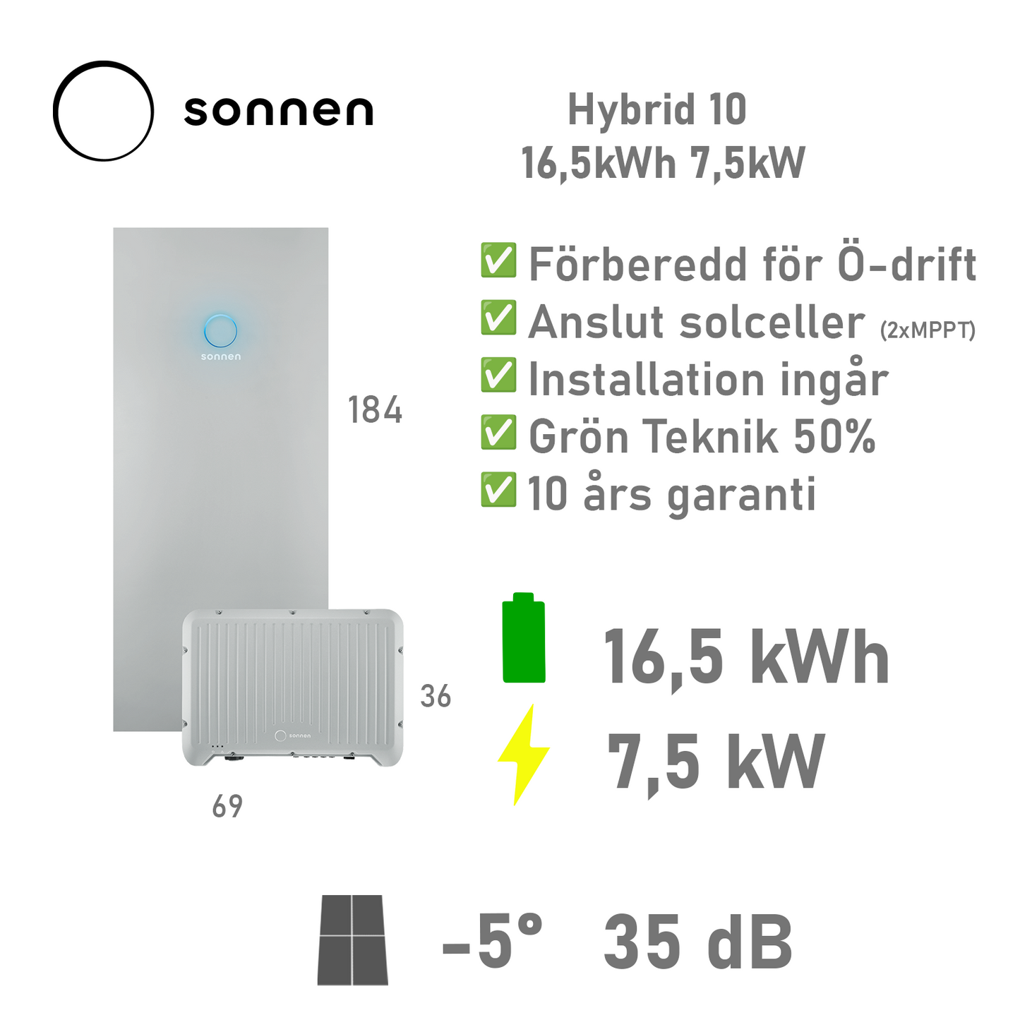 Sonnen batteri Hybrid 10 16,5kWh 7,5kW Reduxi