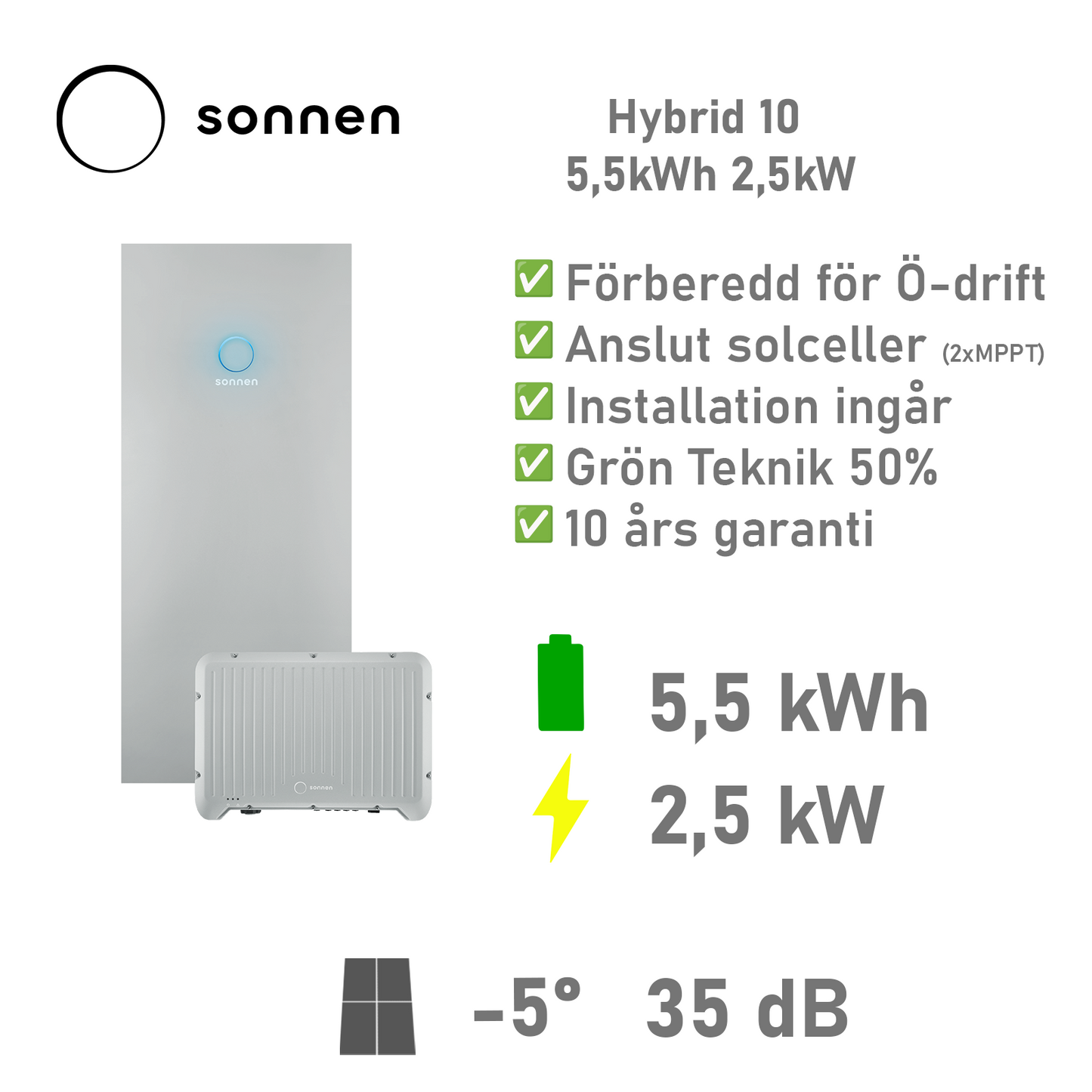 Sonnen batteri Hybrid 10 5,5kWh 2,5kW Reduxi