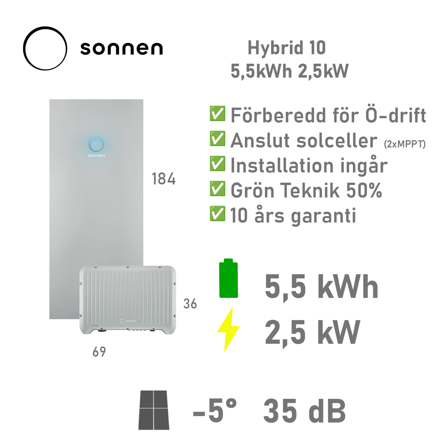 Sonnen batteri Hybrid 10 5,5kWh 2,5kW Reduxi