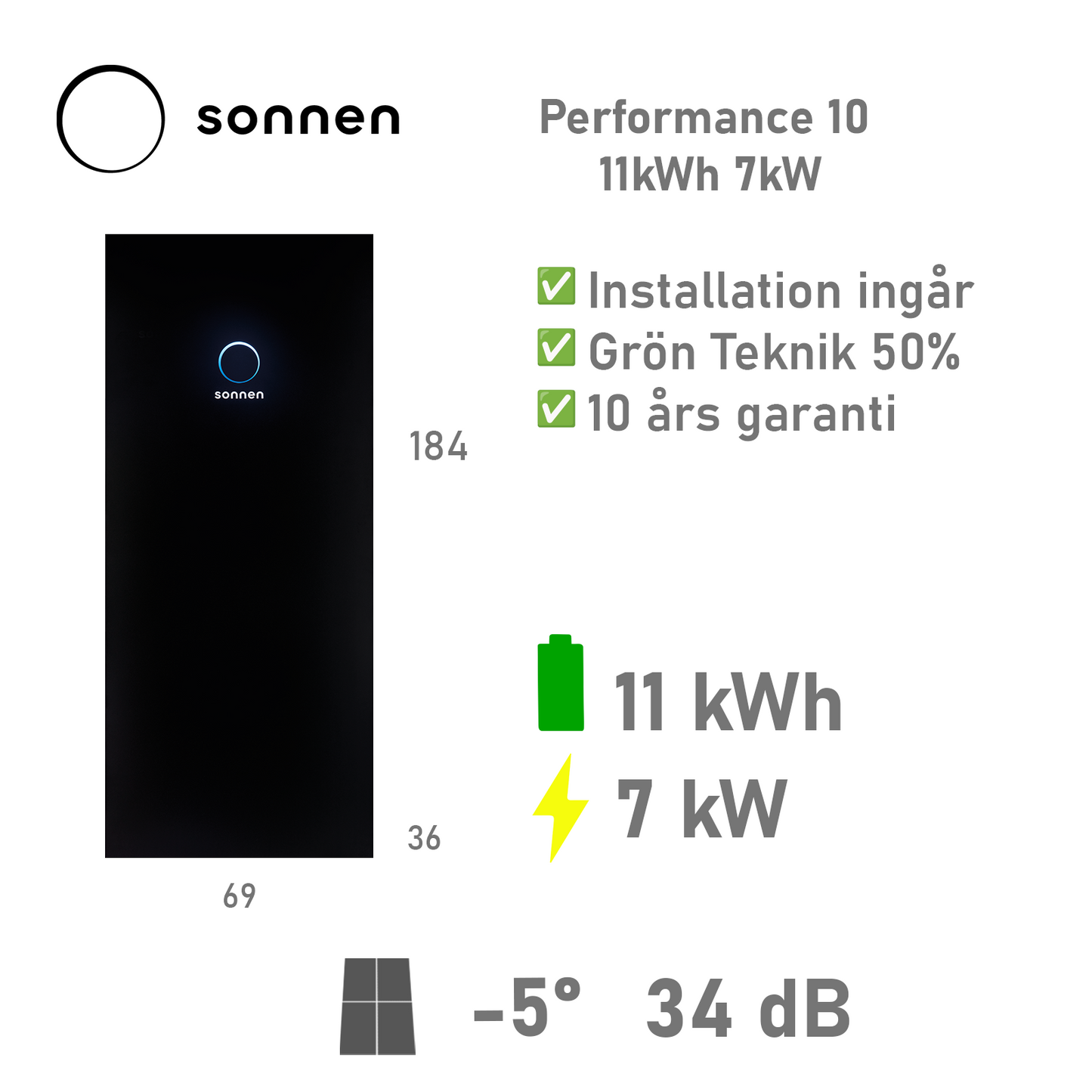 Sonnen batteri Performance 10 11kWh 7kW Reduxi