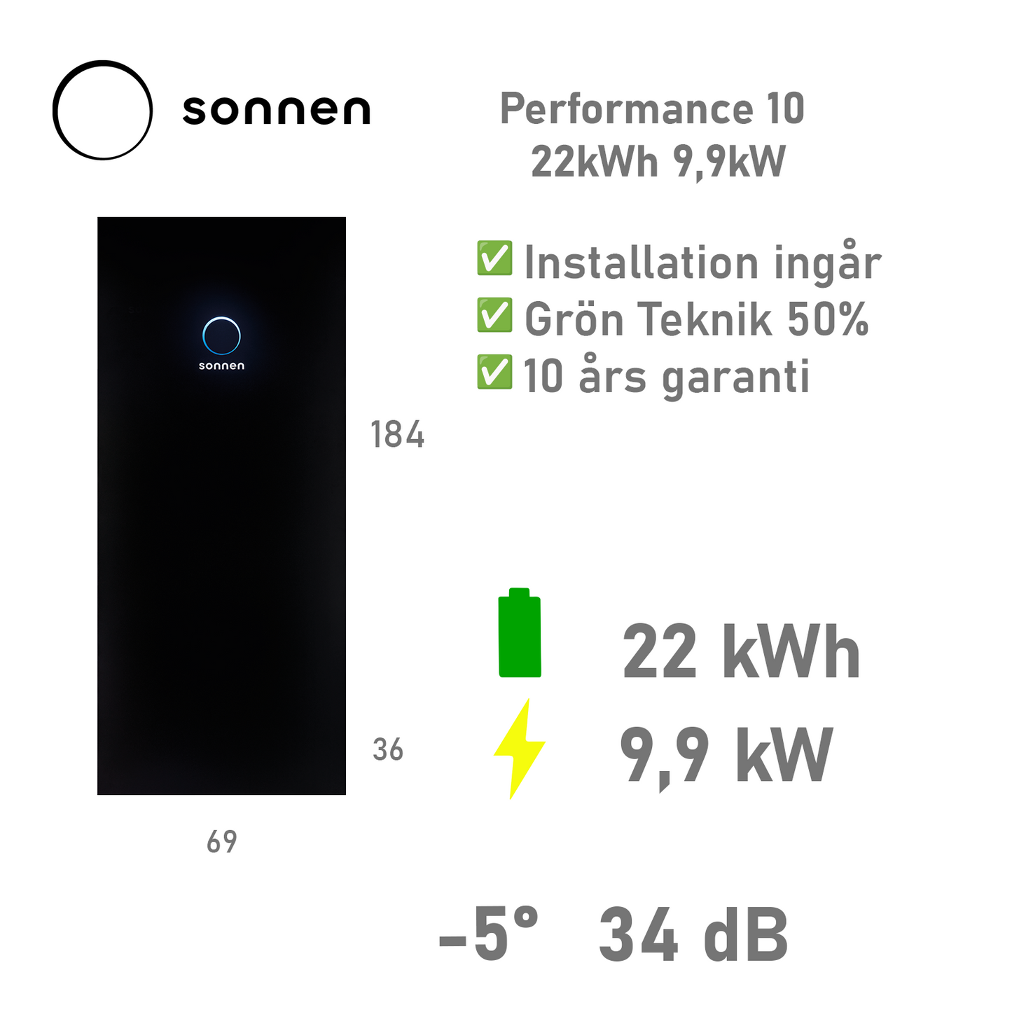 Sonnen batteri Performance 10 22kWh 9,9kW Reduxi
